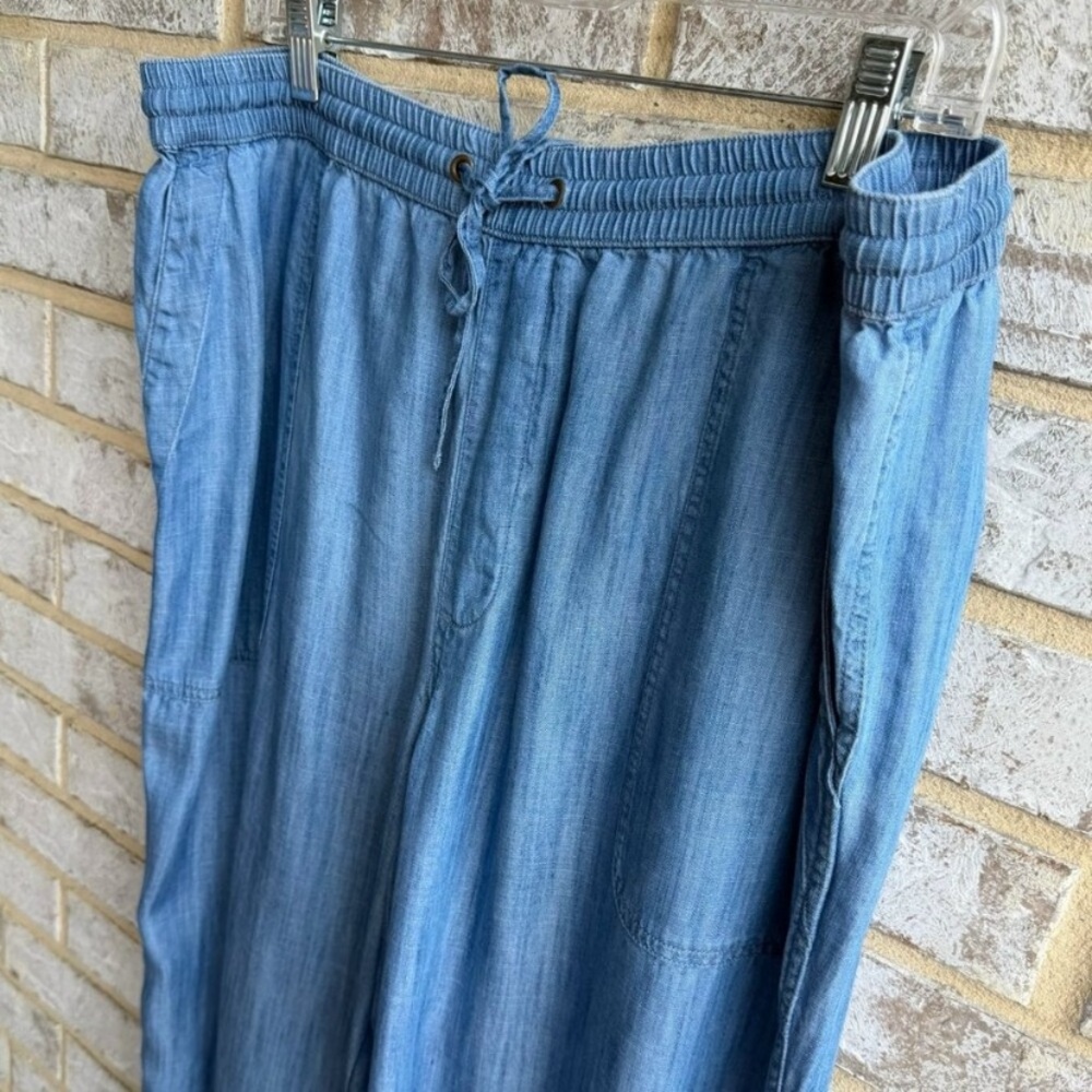 Lands' End Blue Wide-Leg Drawstring Pants - Picture 6 of 7